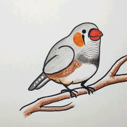 Finch Bird Drawing Modern Sketch