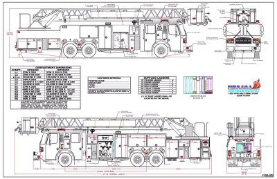 Fire Truck, Emergency Vehicle, Rescue Operation, Public Safety, Firefighter Equipment Drawing