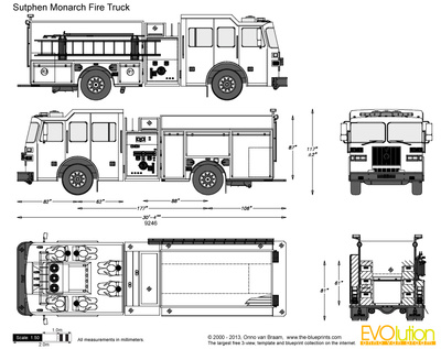 Fire Truck, Emergency Vehicle, Rescue Operation, Public Safety, Firefighter Equipment Drawing