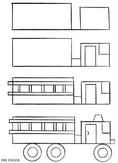 Fire Truck, Emergency Vehicle, Rescue Operation, Public Safety, Firefighter Equipment Drawing