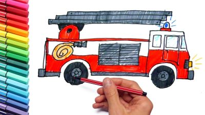 Fire Truck, Firefighting Equipment, Rescue Operations, Emergency Vehicle, First Responders Drawing