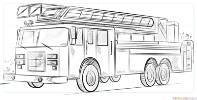 Fire Truck, Firefighting Apparatus, Rescue Equipment, Emergency Vehicle, Safety Response Drawing