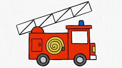 Fire Truck, Emergency Vehicle, Rescue Operations, Firefighting Equipment, First Responders Drawing