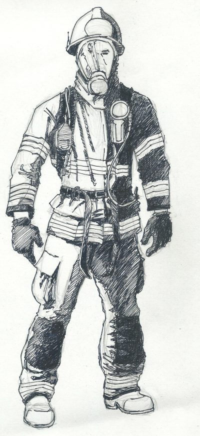 Firefighter, Courage, Emergency, Rescue, Safety Drawing