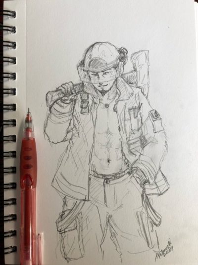 Firefighter, Courage, Emergency, Rescue, Safety Drawing