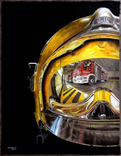 Firefighter Helmet, Emergency Response, Protective Gear, First Responder, Fire Safety Drawing