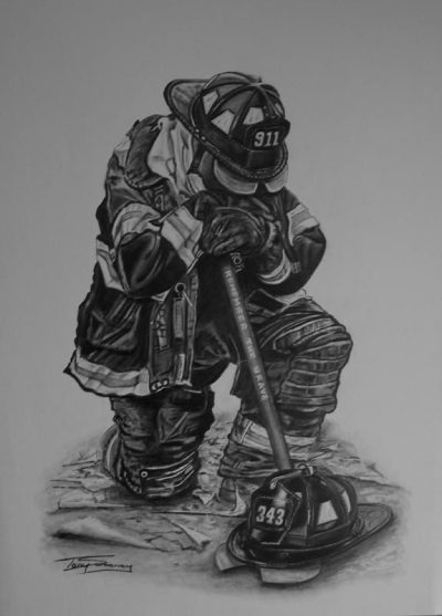 Firefighter, Courage, Emergency, Rescue, Safety Drawing