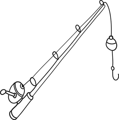 Fishing Pole Drawing Detailed Sketch