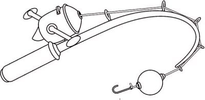 Fishing Pole, Line Reel, Tackle Setup, Casting Rod, Angling Gear Drawing