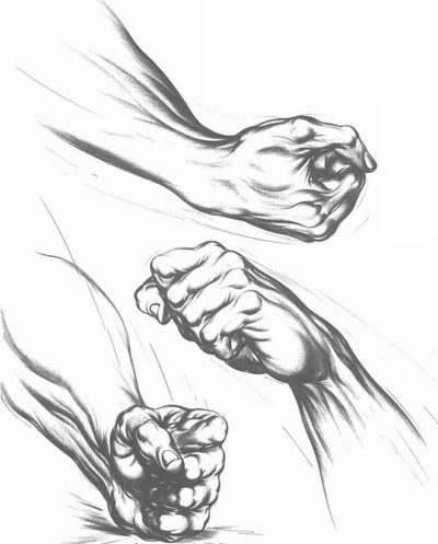 Fist, Power, Strength, Resolve, Impact Drawing