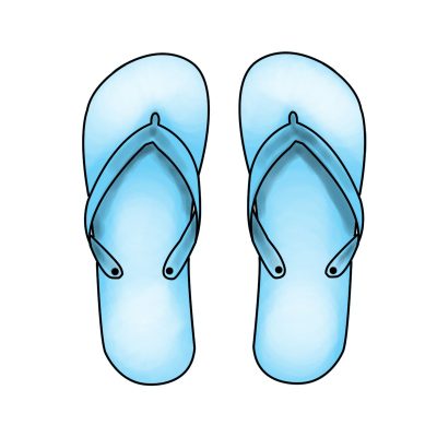 Flip Flops, Casual Style, Beach Accessories, Summer Footwear, Comfortable Sandals Drawing