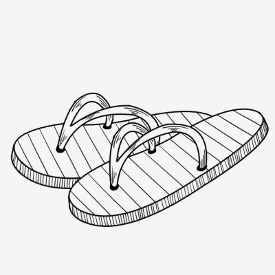 Flip Flops, Casual Style, Beach Accessories, Summer Footwear, Comfortable Sandals Drawing