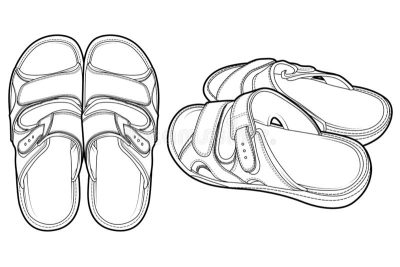 Flip Flops, Casual Style, Beach Accessories, Summer Footwear, Comfortable Sandals Drawing