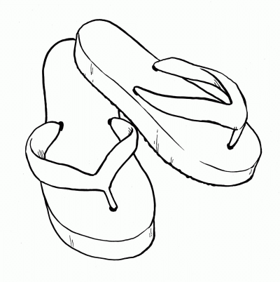 Flip Flops, Casual Slip-Ons, Beach Footwear, Lightweight Footgear, Summer Sandals Drawing