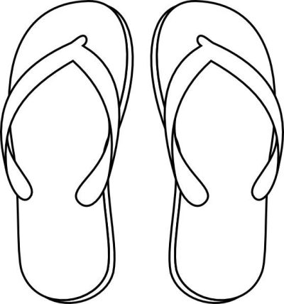 Flip Flops, Casual Style, Beach Accessories, Summer Footwear, Comfortable Sandals Drawing