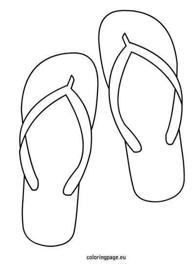 Flip Flops, Casual Style, Beach Accessories, Summer Footwear, Comfortable Sandals Drawing