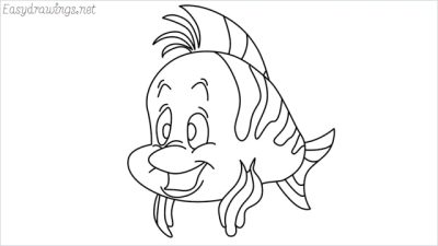 Flounder Fish, Flatfish Species, Camouflaged Predator, Ocean Bottom Dweller, Edible Seafood Drawing