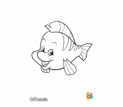 Flounder Fish, Flatfish Species, Camouflaged Predator, Ocean Bottom Dweller, Edible Seafood Drawing