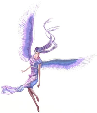 Flying Angel, Celestial Guide, Divine Messenger, Heavenly Protector, Soaring Guardian Drawing