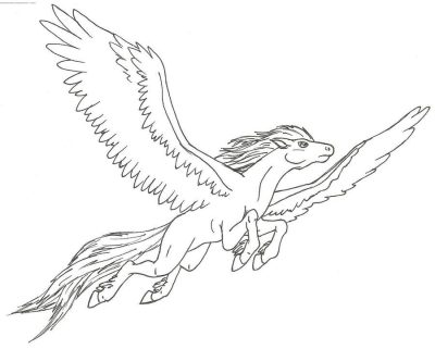 Flying Horse, Enchanted Flight, Majestic Journey, Soaring Dreams, Fantasy Adventure Drawing