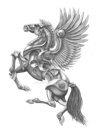 Flying Horse, Enchanted Flight, Majestic Journey, Soaring Dreams, Fantasy Adventure Drawing