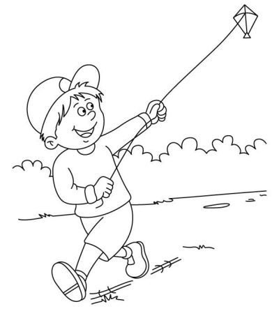 Flying Kite, Joyful Outdoors, Colorful Tails, Breezy Skies, Childlike Wonder Drawing