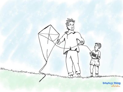 Flying Kite, Joyful Outdoors, Colorful Tails, Breezy Skies, Childlike Wonder Drawing