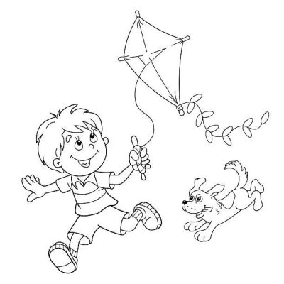 Flying Kite, Wind Dance, Outdoor Joy, Soaring High, Colorful Tails Drawing