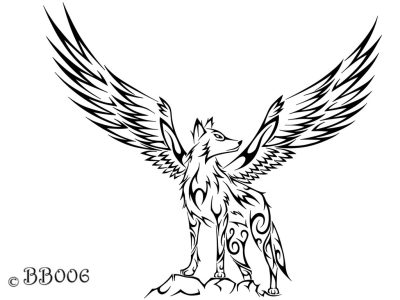 Flying Wolf, Majestic Creature, Soaring Predator, Agile Beast, Sky Hunter Drawing