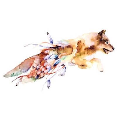 Flying Wolf, Majestic Predator, Soaring Canine, Skyward Hunter, Ethereal Beast Drawing