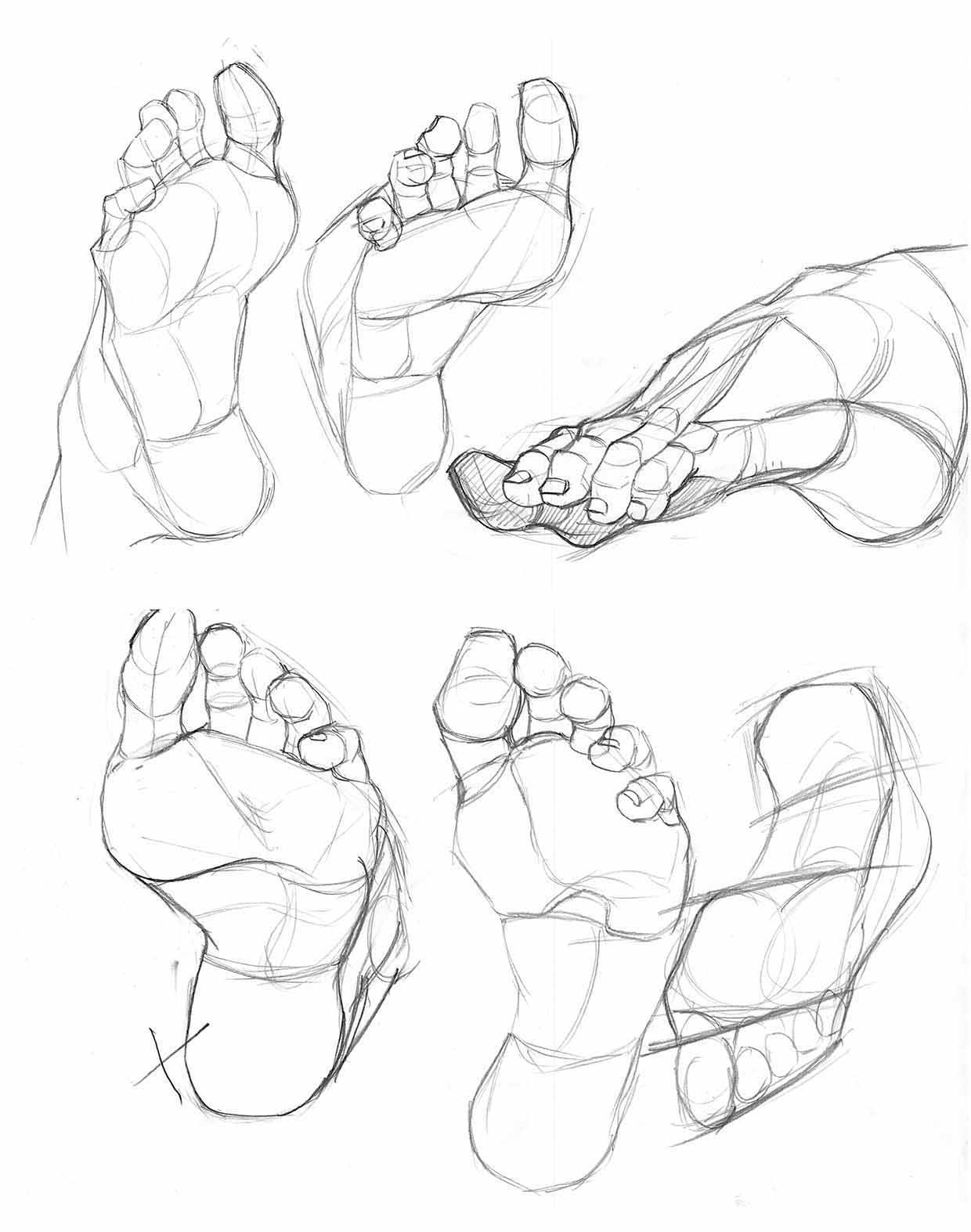 Foot Drawing Detailed Sketch