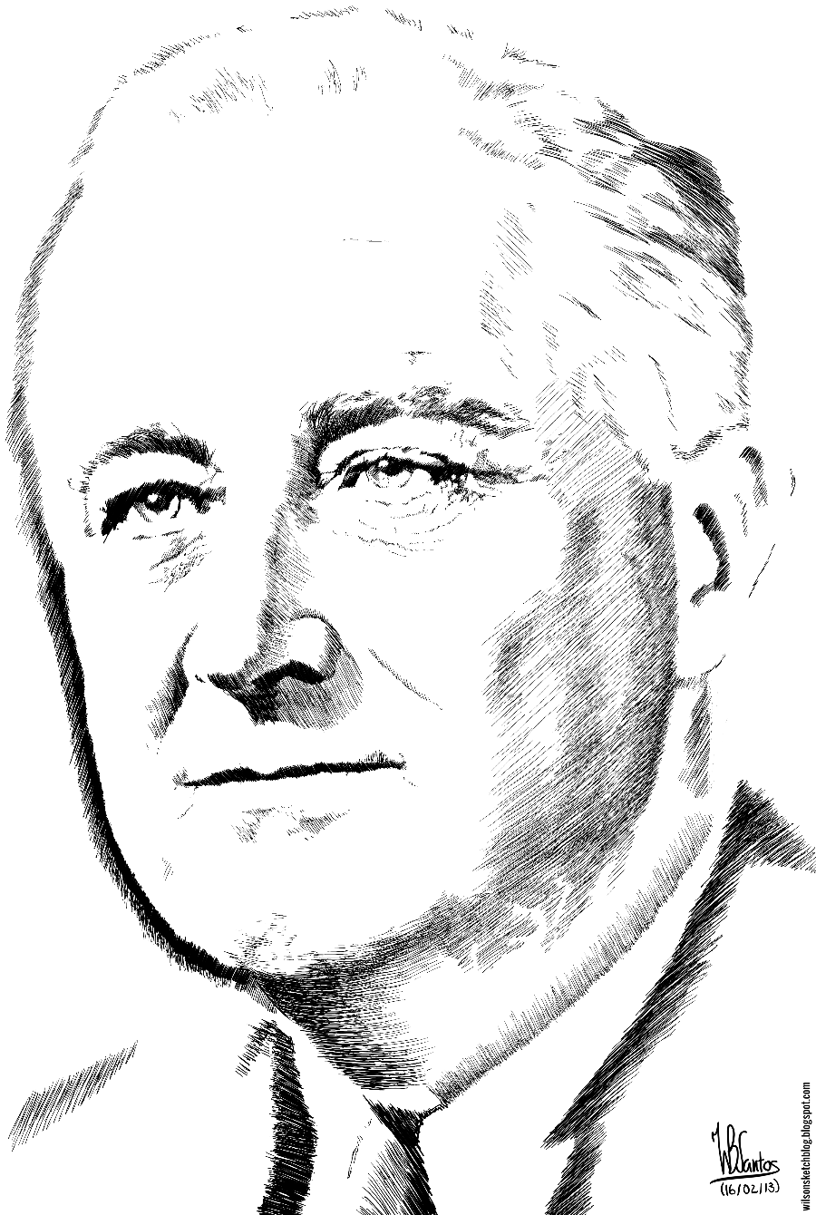 Franklin D Roosevelt Drawing Detailed Sketch