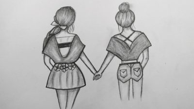 Friendship Sketch, Trust, Memories, Support, Bonds Drawing