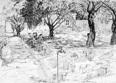 Garden, Serenity, Sanctuary, Nature, Blooming Drawing