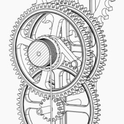 Gear Drawing Modern Sketch