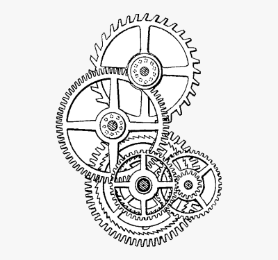 Gears, Components, Cogs, Rotors, Mechanisms Drawing