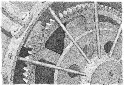 Gears, Dynamics, Motion, Mechanics, Rotation Drawing