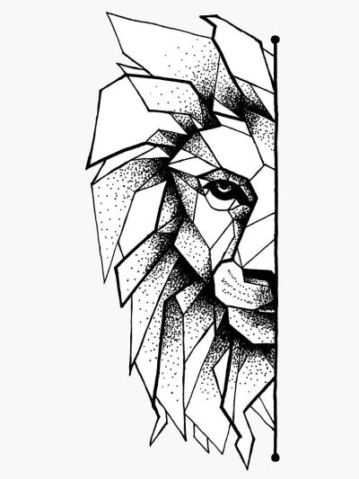 Geometric Lion, Polygonal Design, Modern Aesthetics, Animal Sculpture, Abstract Art Drawing