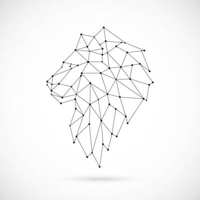 Geometric Lion, Polygonal Design, Modern Aesthetics, Animal Sculpture, Abstract Art Drawing