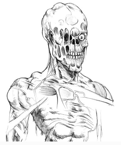 Ghoul, Undead, Supernatural, Folklore, Horror Drawing