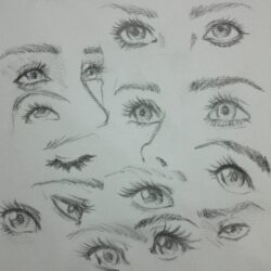 Girl Eyes Drawing Detailed Sketch