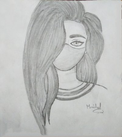 Girl Sketch, Female Portrait, Artistic Expression, Creative, Imaginative Illustration Drawing