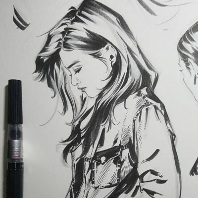 Girl Sketch, Inspiration, Creativity, Portrait, Art Drawing