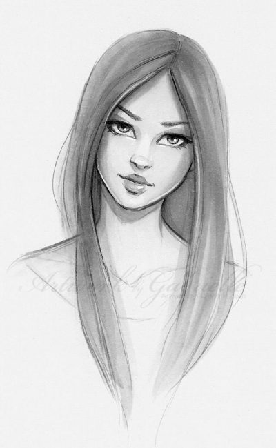 Girl Portrait Sketch, Creative Illustration, Artistic Representation, Visual Art, Female Figure Drawing