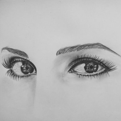 Girls Eyes, Enigmatic, Mysterious, Sparkling, Captivating Drawing