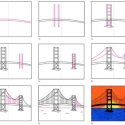 Golden Gate Bridge Drawing Detailed Sketch