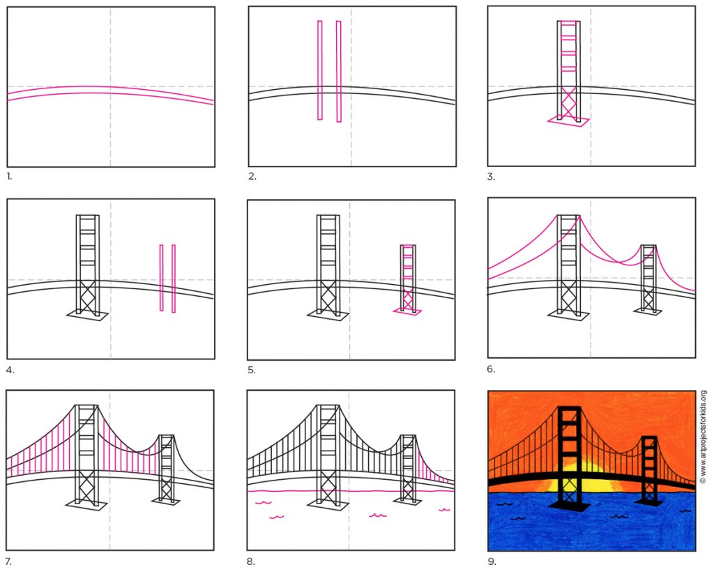 Golden Gate Bridge Drawing Detailed Sketch