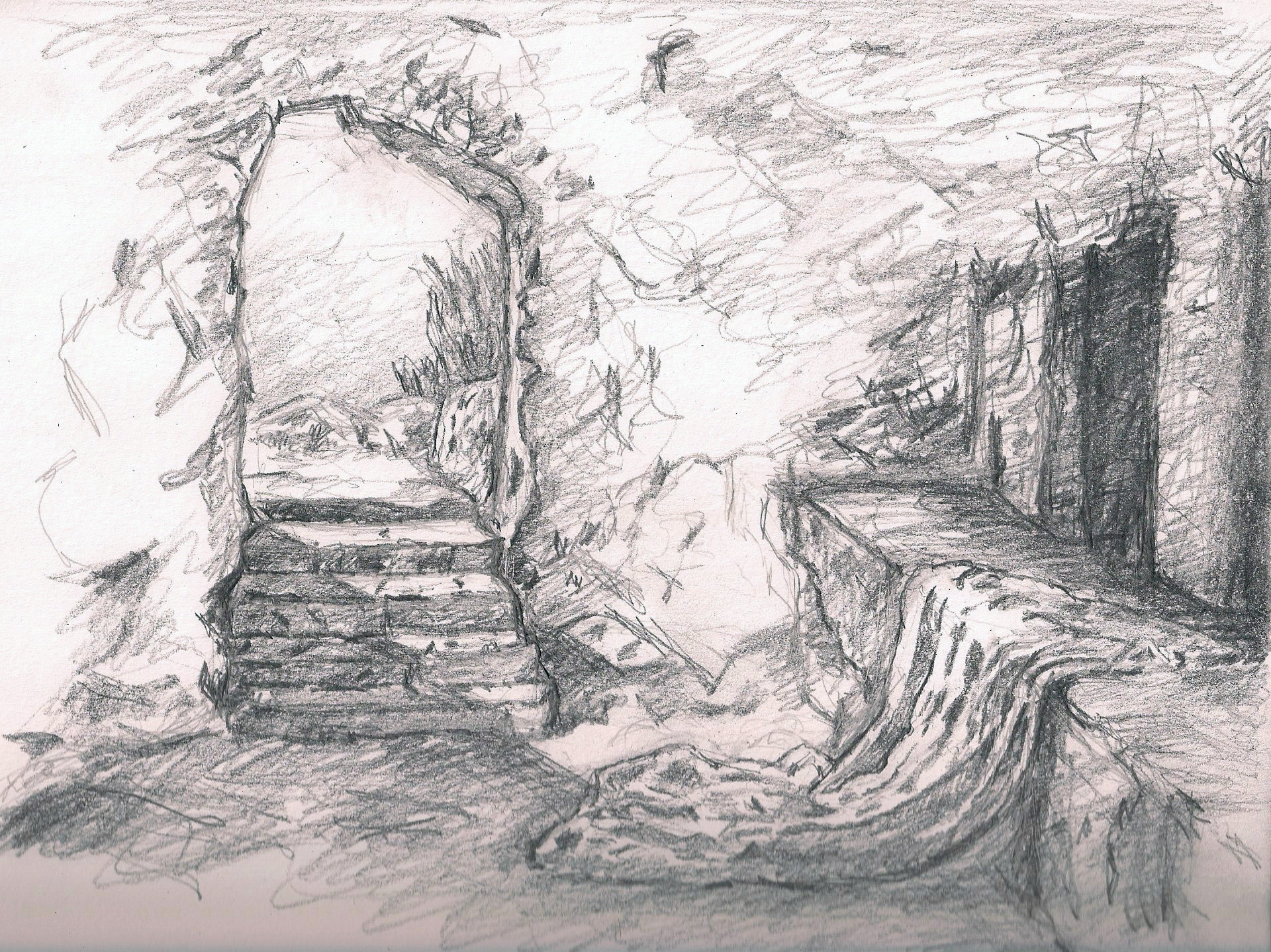 Grave Drawing Artistic Sketching