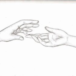 Hand Reaching Out Drawing Detailed Sketch