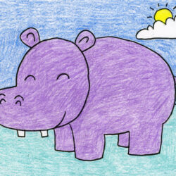 Hippo Drawing Detailed Sketch